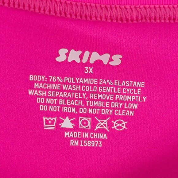 Skims Womens Plus 3X Neon Pink Fits Everybody Crop Top Short Sleeve Stretch - Picture 4 of 9